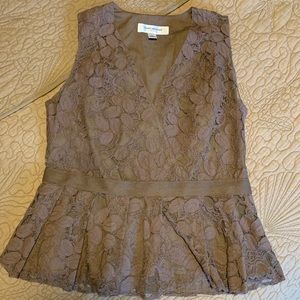 ISAAC MIZRAHI Lace Peplum Tank